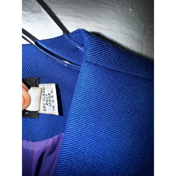 Vintage Royal Blue Dress Coat Size 6 Office Sexy Blazer New Wave Boss Royal Punk - Picture 7 of 9